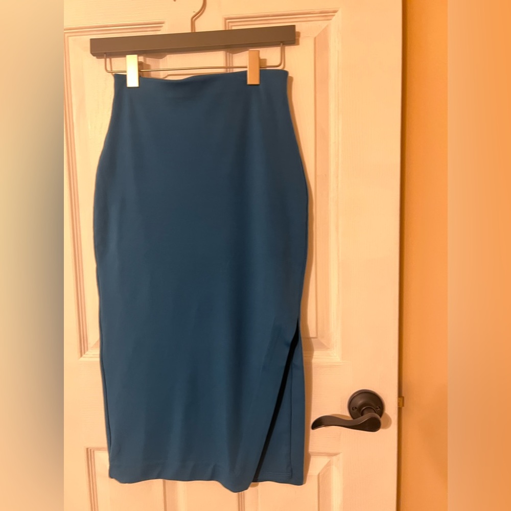 Turquoise in color midi skirt